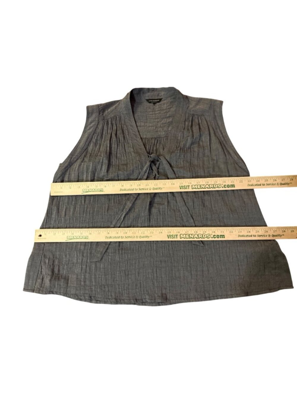 Lucky Brand Gray Textured Sleeveless Tie Neck Blouse Womens L/XL? Used Boho - Picture 9 of 13